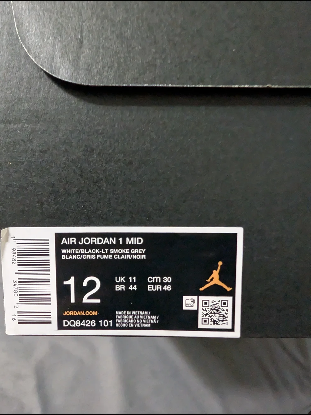 Air Jordan 1 Mid Box - White/Black/Light Smoke Grey